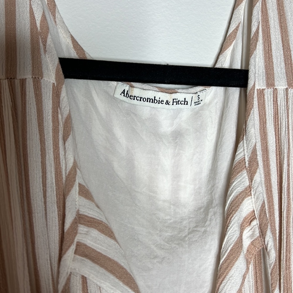 Button-Through Flutter Sleeve Top - Tan Stripe - … - image 4